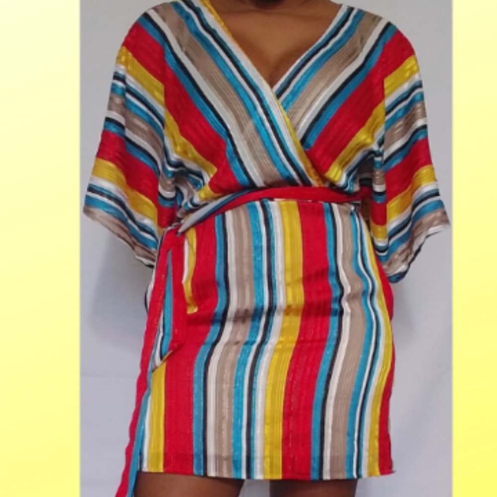 Show Stopper Striped Colorful Dress Size Medium